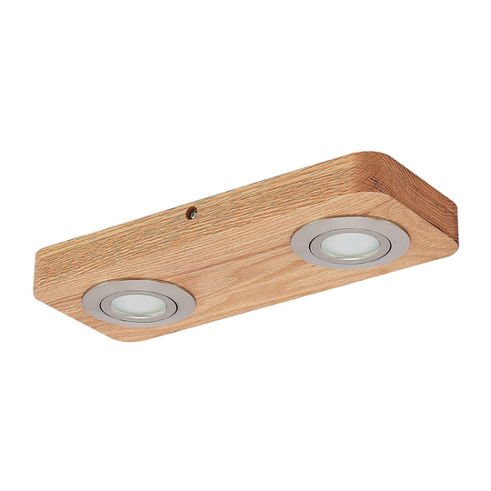 Lindby Mikari -LED-kattovalo puuta, 2-lamppuinen