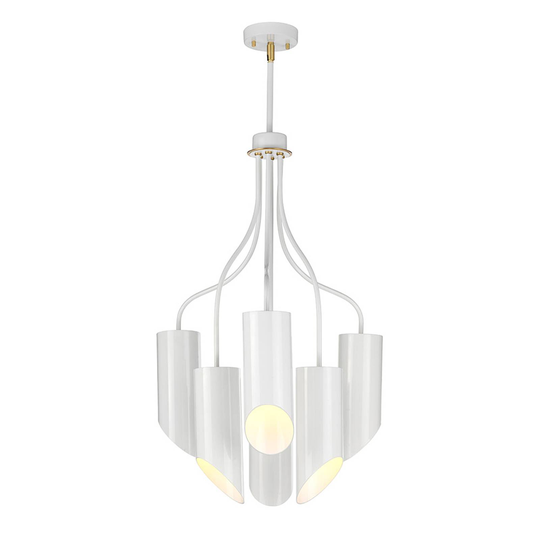 Riippuvalo Quinto 6-lamp, valkoinen/messinki