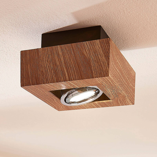 LED-kattolamppu Vince, 14 x 14 cm puuta