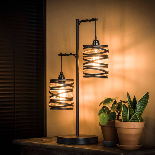 Pöytälamppu Spindlight, 2-lamppuinen, kork. 70 cm