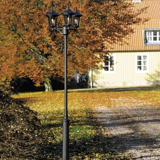 Virgo-pylväsvalaisin, 3-lamppuinen, mattamusta