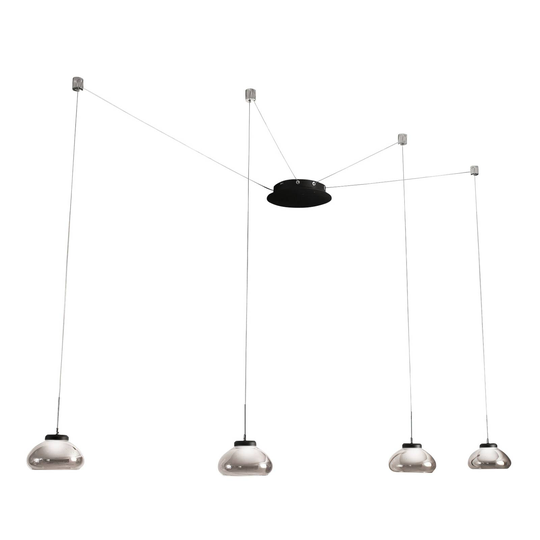 Arabella-LED-riippuvalo, 4x, musta/harmaa/kirkas