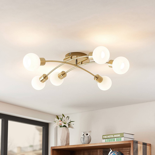 Lindby Agmar -LED-kattovalaisin messinkiä, 6-lamp.