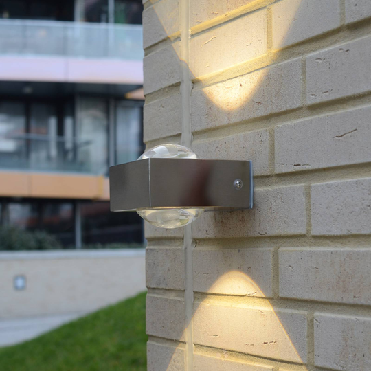 LED-ulkoseinävalaisin Crystal, ruostumaton teräs