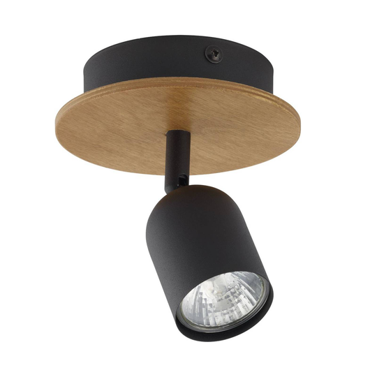 Kattospotti Top Wood, 1-lamppuinen, puu/musta