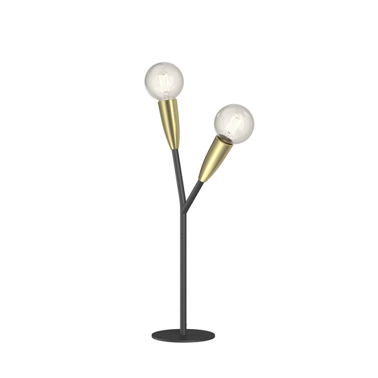 Lucande Carlea -pöytävalo, 2-lamp., musta-messinki