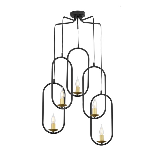Riippuvalo Candle, 5-lamppuinen, musta