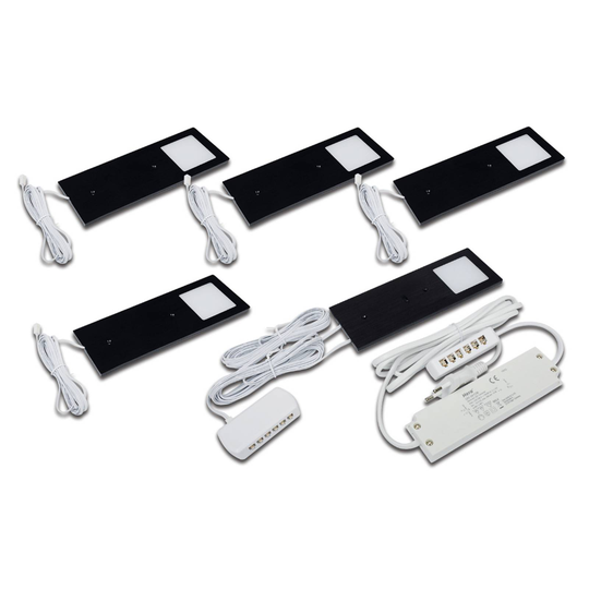 LED-kaapinalusvalaisin Eco-Pad F 5 kpl 4000K musta
