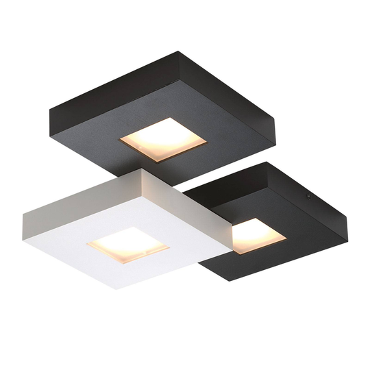 3-lamppuinen LED-kattovalaisin Cubus, mustavalk.