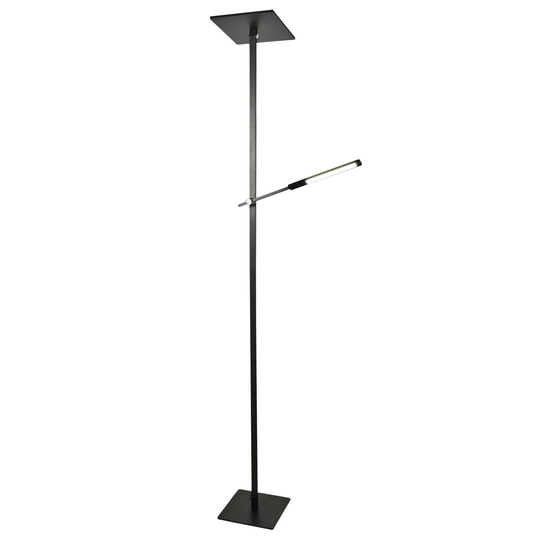 Ideal-LED-lattiavalo lukuvarrella, musta
