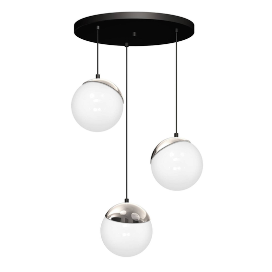 Riippuvalo Sfera 3-lamppuinen, lasi/kromi/musta
