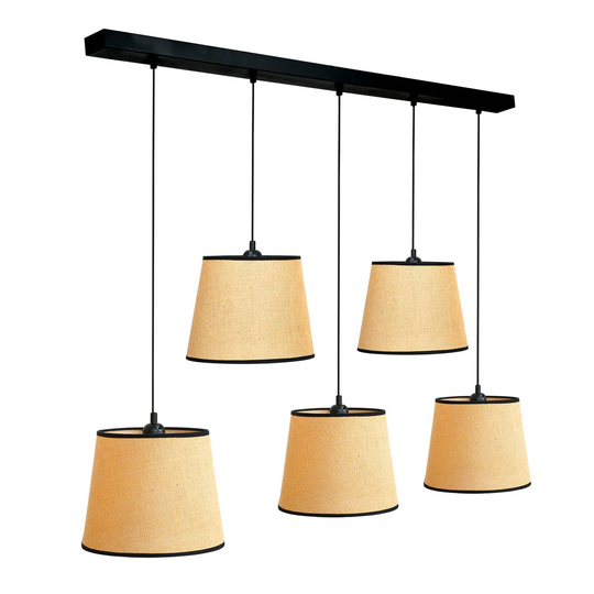 Riippuvalo Jute&black ruskea, 5-lamppuinen, suora