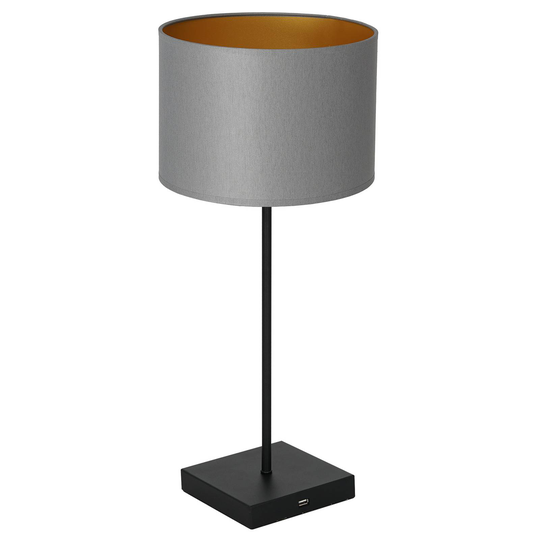 Table-pöytälamppu musta, lieriö, harmaa-kulta