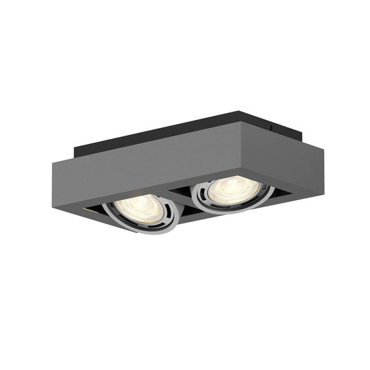 LED-kattospotti Ronka, GU10, 2-lampp., t.harmaa