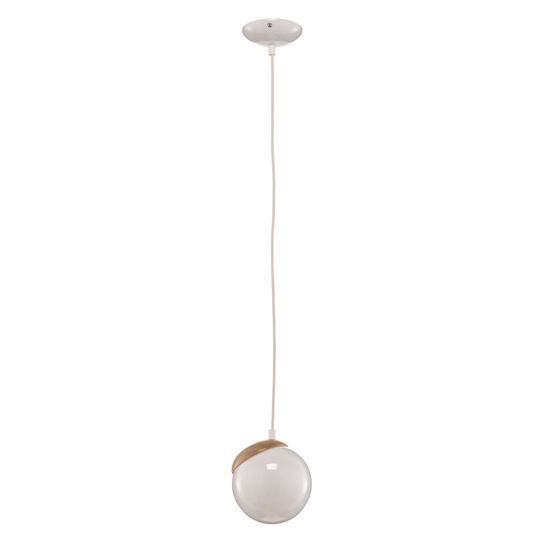Riippuvalo Sfera, 1-lamppuinen, lasi/vaalea puu