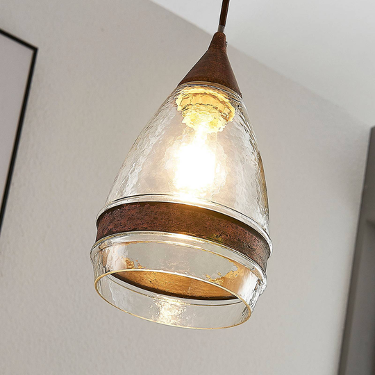 Lasinen riippuvalaisin Millina, ruoste, 1-lamp.