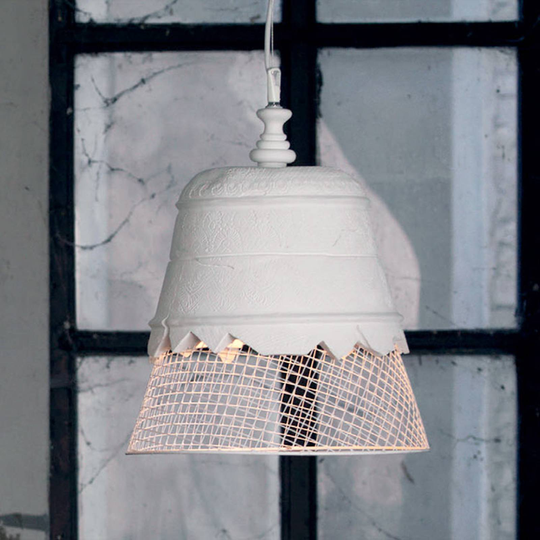 Kipsinen design-riippuvalaisin Domenica valk. 35cm