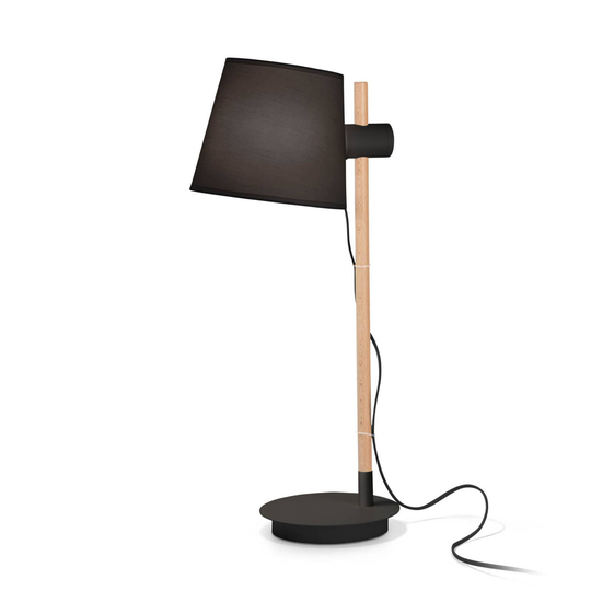 Ideal Lux Axel -pöytävalaisin puuta, musta/natur