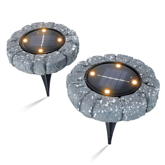 Aurinkokäyttöinen LED-maavalaisin, 2 kpl, harmaa