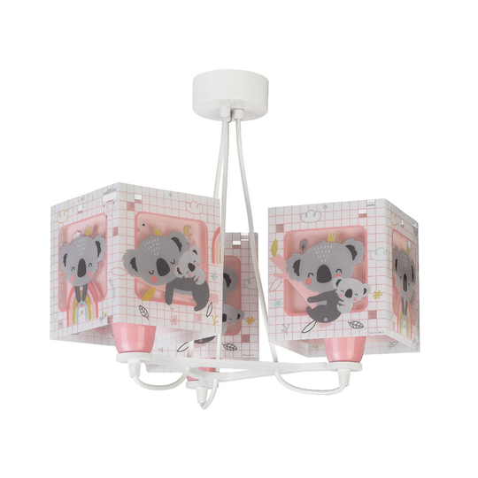 Lastenhuoneen riippuvalo Koala 3-lamppuinen, roosa