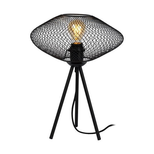 Mesh-pöytälamppu, korkeus 41 cm, kolmijalka, musta