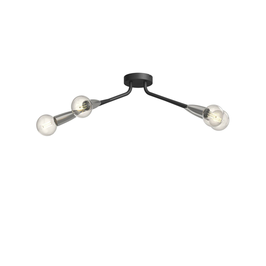 Lucande Carlea -kattovalo, 4-lamp. musta-nikkeli