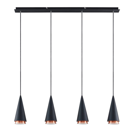 Lucande Naoh -riippuvalaisin 4-lamp. musta/kupari