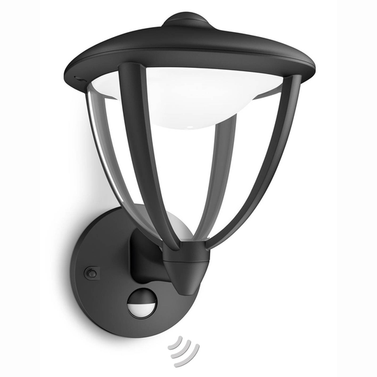 Philips Robin LED-ulkovalo, tunnistin, musta, ylös