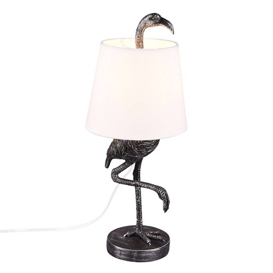 Pöytävalaisin Lola, flamingo, hopea/valkoinen