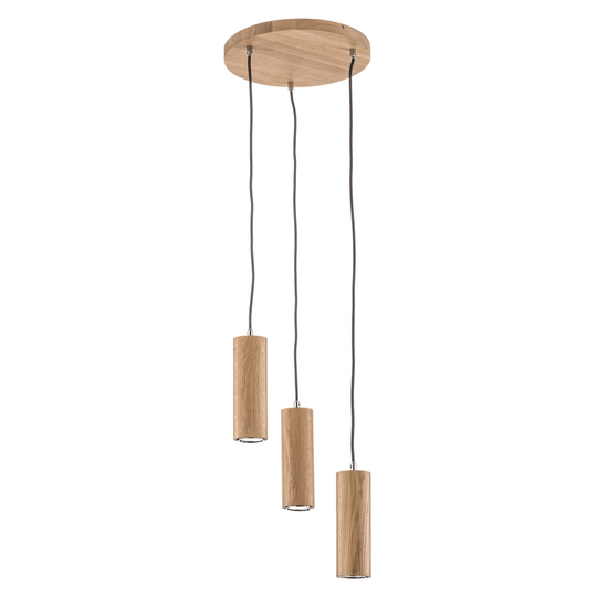 Kolmilamppuinen LED-riippuvalaisin Pipe tammea