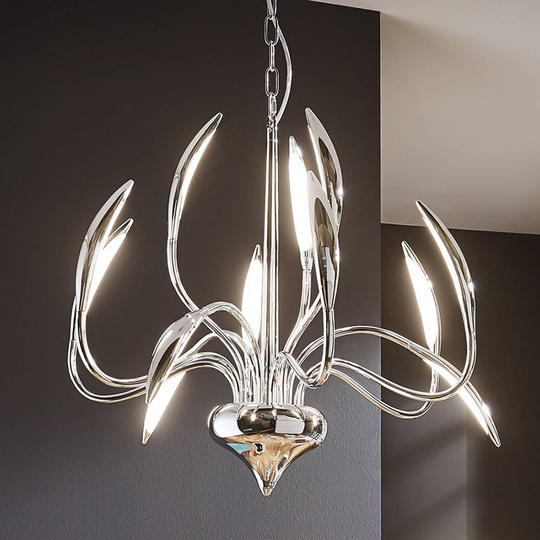 LED-riippuvalo Hampton, himmennys, kromi, 12-lamp