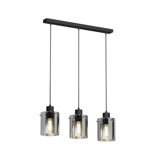 Lindby Kourtney -riippuvalo, lasivarjostin 3-lamp.