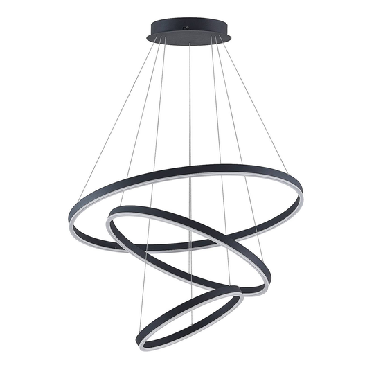Arcchio Albiona -LED-riippuvalo musta 3 rengasta