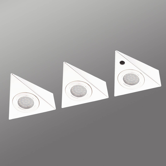3 kpl valk. LED-kaapinalusvalaisin Cabinet Spots