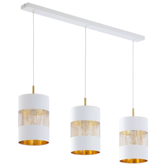 Riippuvalaisin Bogart, 3-lamp., valkoinen/kulta