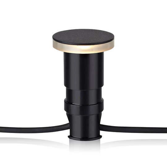 Garden 24 Decklight, musta 3W sivuvalo Ø6cm