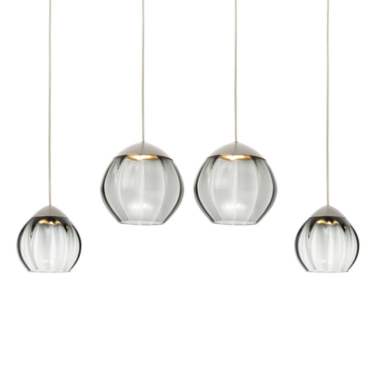 Nelilamppuinen LED-riippuvalaisin Soft, musta lasi