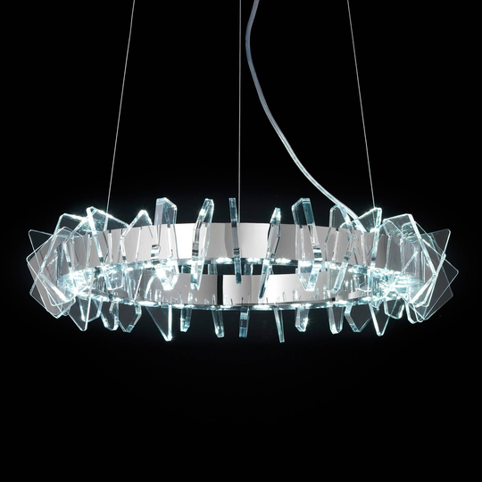 Rengasmainen LED-riippuvalaisin Eos, lasilla