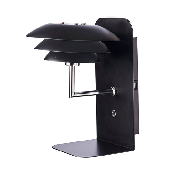 Dyberg Larsen DL20 USB Shelf -seinälamppu, musta