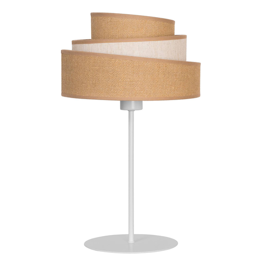 Pöytälamppu Trio juutti, ruskea/valkoinen, K 50cm