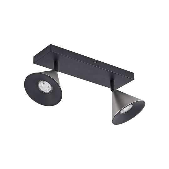 Lucande Kartio -kattovalaisin, 2-lamp., nikkeli