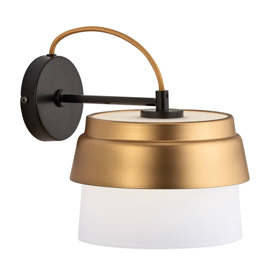 Seinävalaisin Morgan lasivarjostin valkoinen-kulta