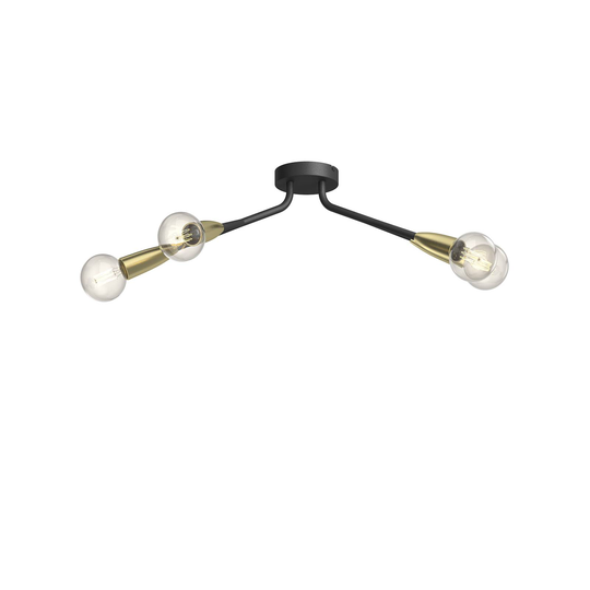 Lucande Carlea -kattovalo, 4-lamp. musta-messinki
