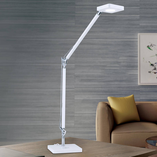 Qi-ladattava LED-työpöytävalaisin Dave, valkoinen