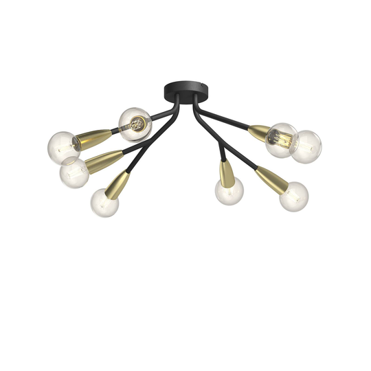 Lucande Carlea -kattovalo, 8-lamp. musta-messinki