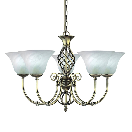 5-lamp. siirtomaatyylinen CAMEROON-kattokruunu