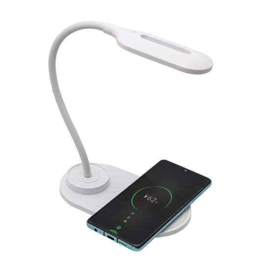 Denver LQI-55 LED-pöytälamppu valk. CCT, USB, QI