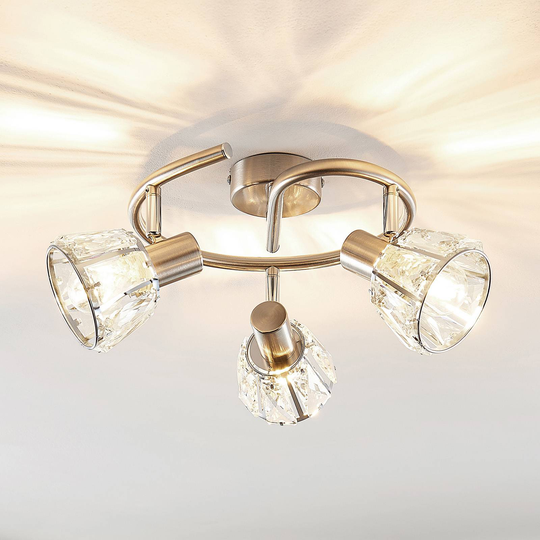 Lindby Kosta -kattovalaisin, 3-lamp., nikkeliä