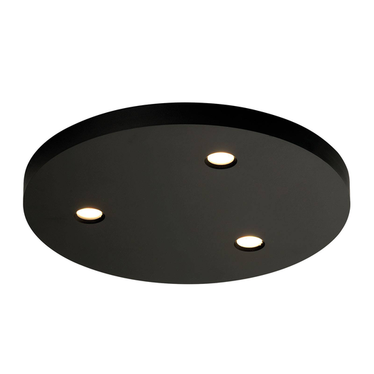 Bopp Close LED-kattovalaisin, 3-lamp, pyöreä musta